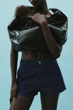 ZARA СУМКА-МЕШОК С ПЛЕЧЕВЫМ РЕМНЕМ, ЧЕРНЫЙ