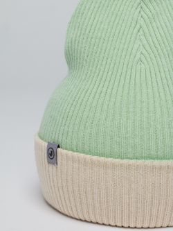 Шапка вязаная хлопковая ТВИНС(Шалфей, молоко)