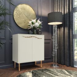 Комод Арт Колор matte Стайл Голд с 2 полками Кремовый белый матовый