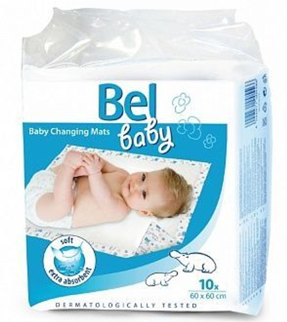 Bel Baby Changing Mats детские впитывающие пеленки, размер 60×60см, 10 шт.