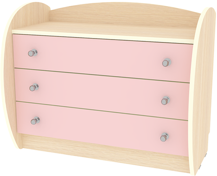 Комод КарИВи Низкий Малыш  Дуб Молочный Розовый