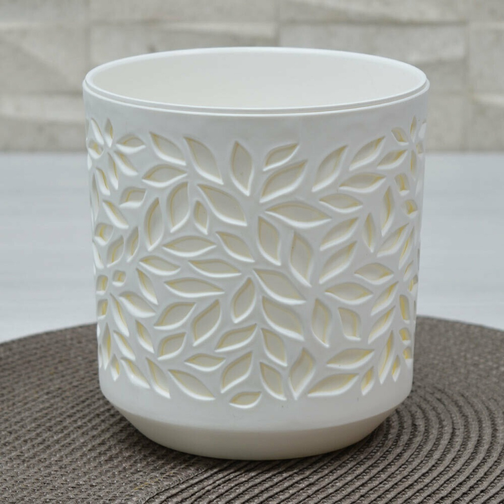 Кашпо Leaves 1,25л, белый/белый