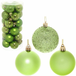 Новогодние шары 6 см (набор 24 шт) "Микс фактур", салатовый (Серпантин)