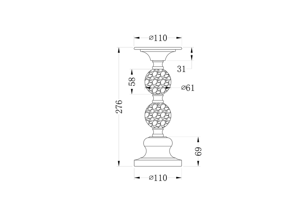 22-86642S Подсвечник никелированный d11*26см