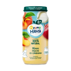 Фрутоняня пюре из яблок и персиков со сливками 250г с 6 месяцев