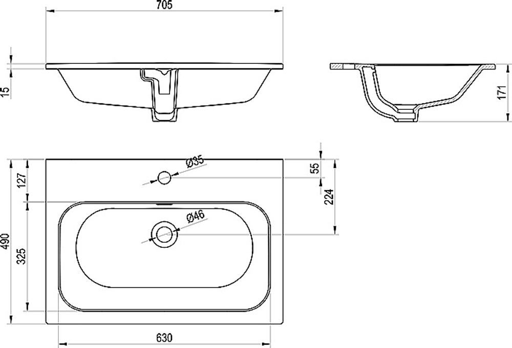 Раковина Ravak CHROME SLIM 70 XJX01170002 белый