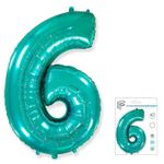 Шар (40"/102 см) Цифра "6" Тиффани в упаковке / Six