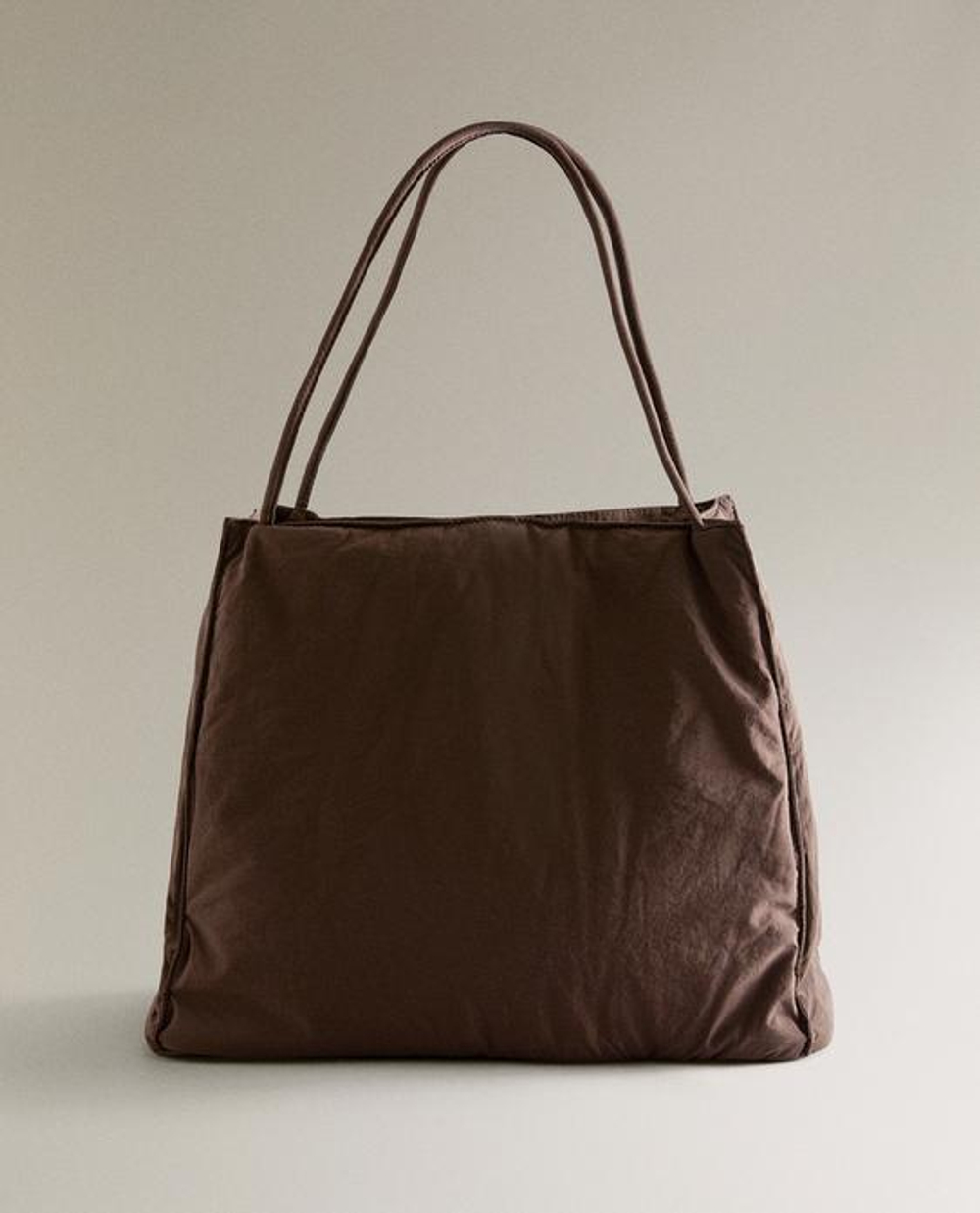 ZARA HOME СУМКА-ШОППЕР ИЗ ТЕХНИЧЕСКОЙ ТКАНИ, КОРИЧНЕВЫЙ