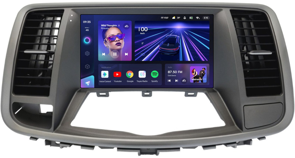 Магнитола для Nissan Teana J32 2008-2013 (ШГУ цветной, рамка тип 2) - Teyes CC3 монитор 9" QLED на Android 10, ТОП процессор, 4+32Гб, CarPlay, 4G SIM-слот