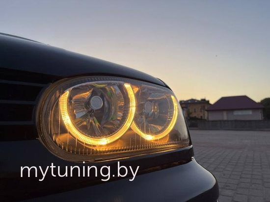 Передние фары VW Golf 3 angel eyes black