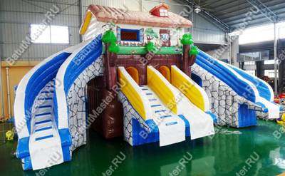 Надувной наземный аквапарк для двух бассейнов «Пляжный домик» 12*10*5 м