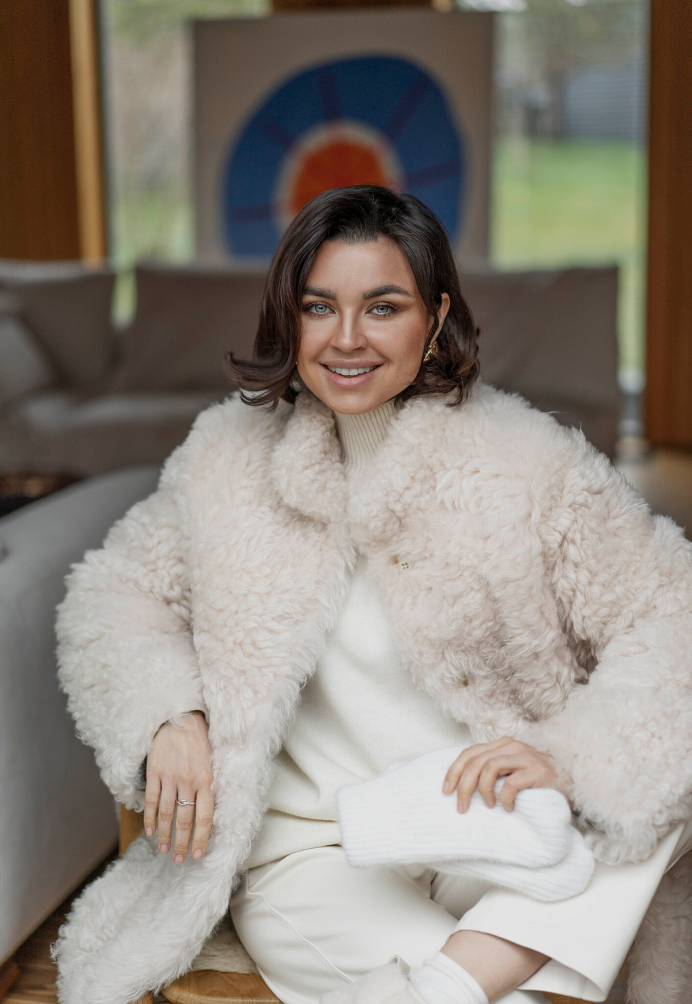 Дубленка двусторонняя Тиградо белая