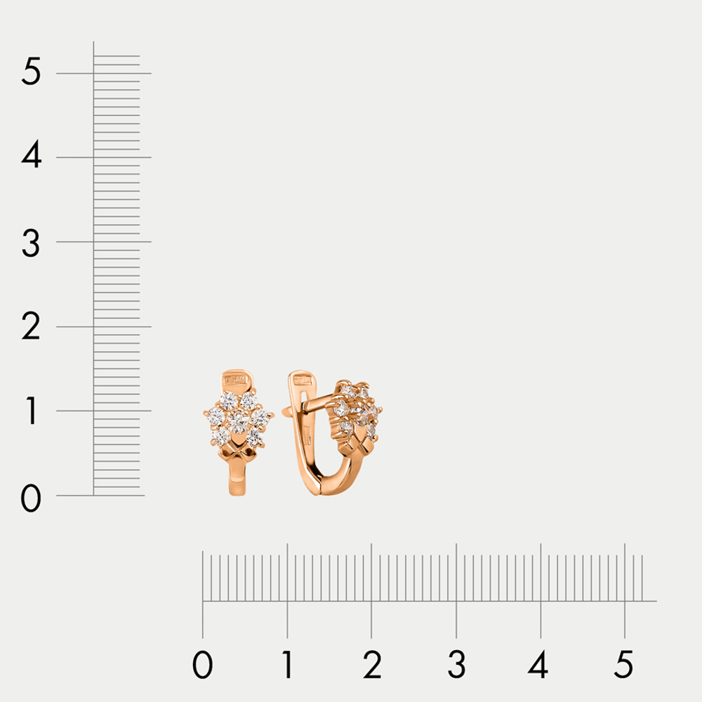 Женские серьги из розового золота 585 пробы с фианитами (арт. 11184)