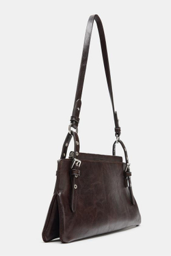 ZARA СУМКА С ЗАКЛЕПКАМИ, БОРДОВО-КРАСНЫЙ