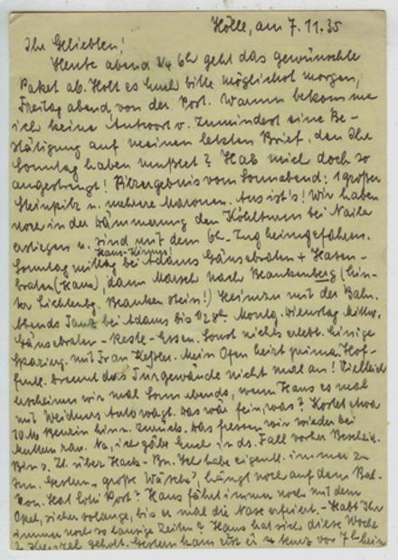 Почтовая карточка - Германия - 1935 год, (Bahnpost). Подписана, прошла почту.