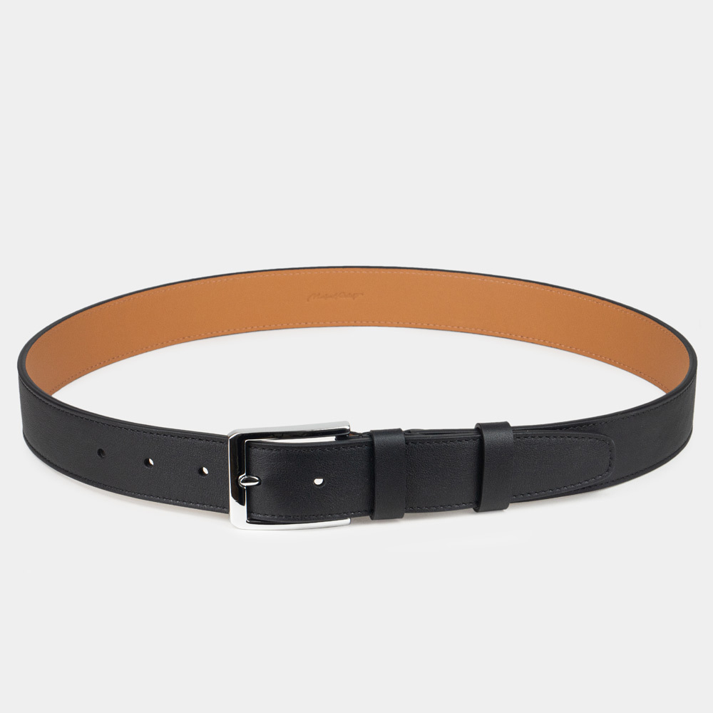 Ремень кожаный мужской из натуральной телячьей кожи 40 мм, чёрный