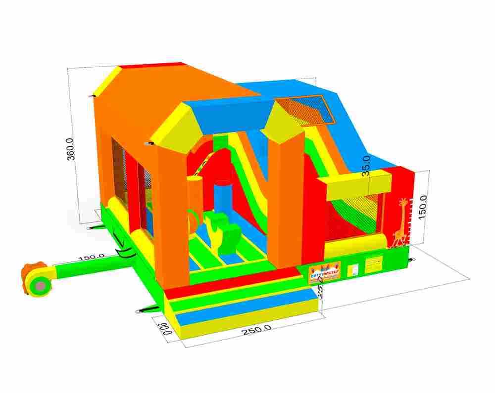Коммерческий надувной батут «Радужный» с крышей, 5,9*5*3,5 м