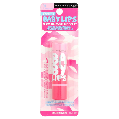Maybelline, Baby Lips®, бальзам для сияния кожи, оттенок 01 розовый, 3,9 г (0,13 унции)