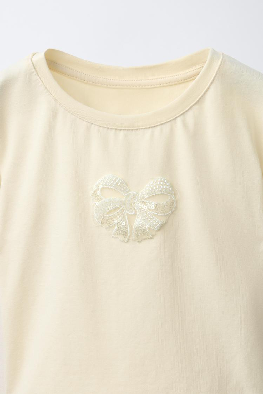 ZARA ФУТБОЛКА С БАНТИКОМ, ЖЕЛТЫЙ