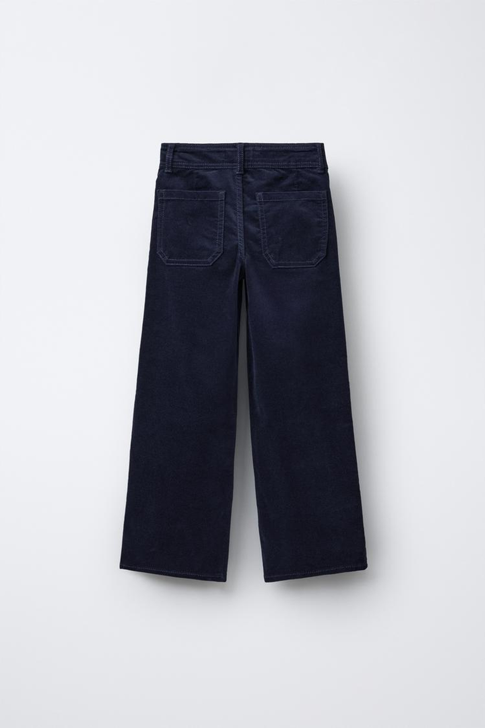 ZARA БАРХАТНЫЕ БРЮКИ С ВЫШИВКОЙ В ВИДЕ ЦВЕТОВ, СИНИЙ