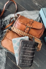 Женский кошелек из натуральной винтажной кожи коричневого цвета