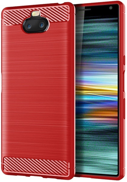 Чехол на Sony Xperia 10 цвет Red (красный), серия Carbon от Caseport