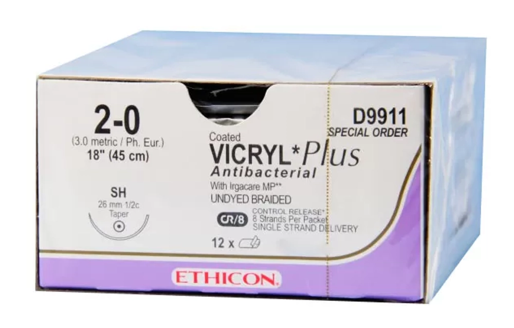 Викрил Плюс фиолетовый 70 см игла колющая 36 1/2 36 шт VCP324H