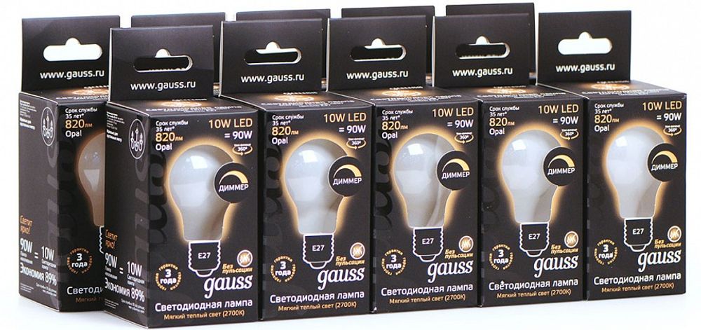 Лампа светодиодная Gauss 1022 E27 10Вт 2700K 102202110-D