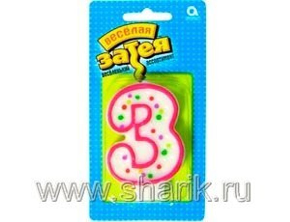 Свеча -цифра &quot;3&quot; 7,6см/A