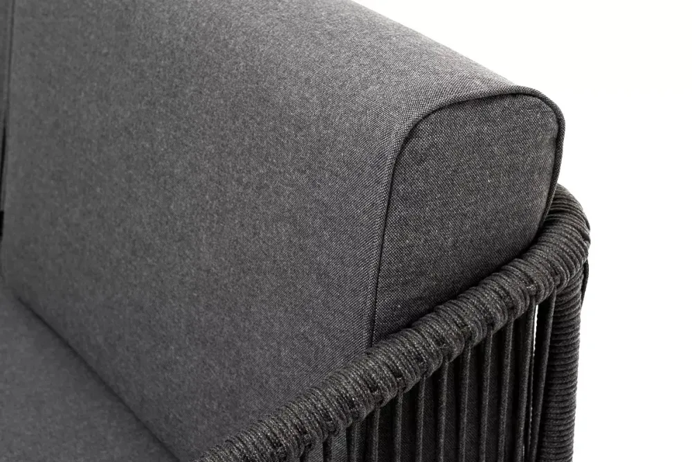 "Канны" модульная угловая лаунж-зона из роупа (веревки), цвет темно-серый