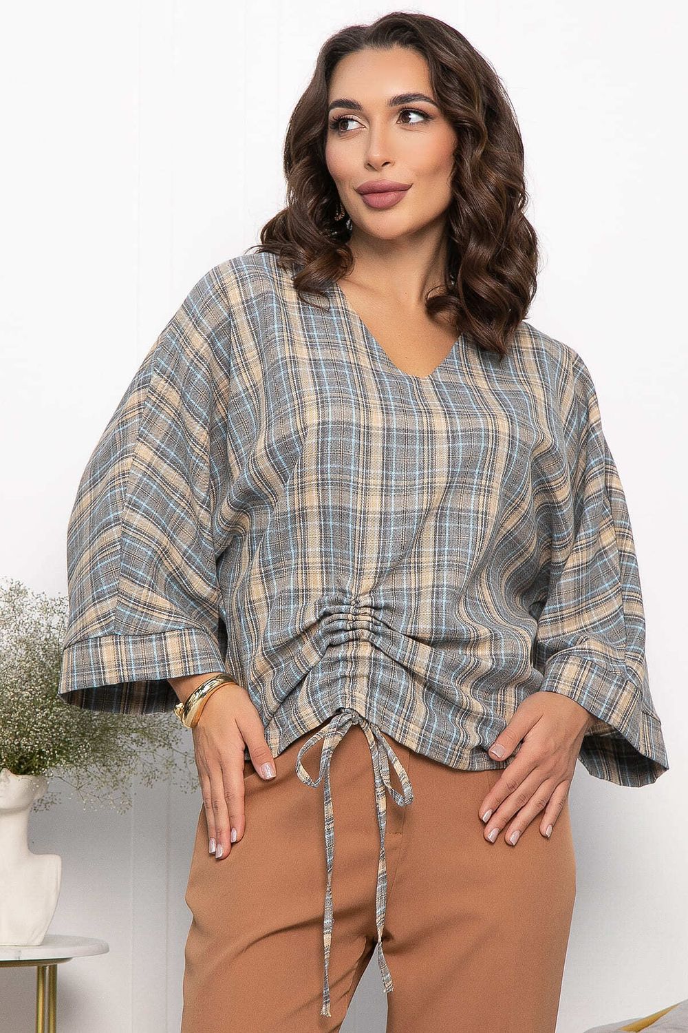 Блуза Ватсон (серо-бежевая) Б14150-12М LT Collection