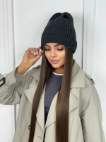 Шапка бини осенняя с отворотом теплая