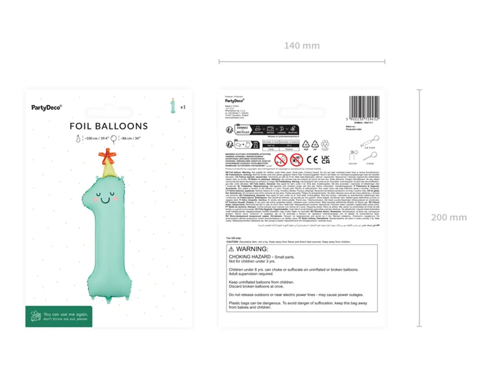 Шар с колпачком "Цифра 1" (86 см)