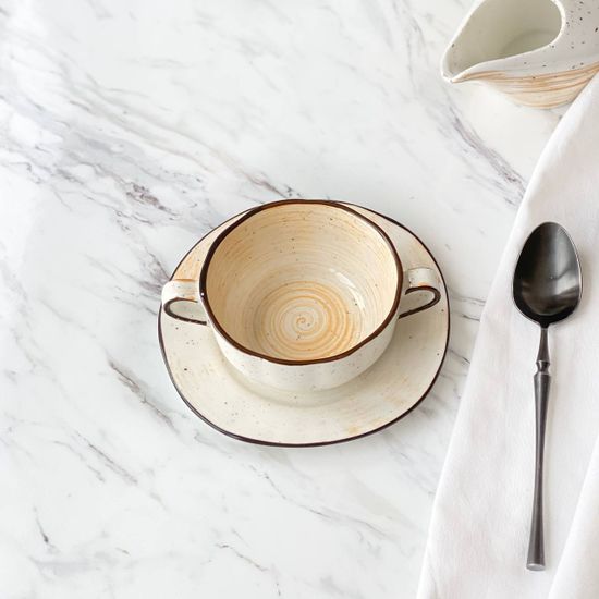 Бульонная пара Latte 300 мл, ручная работа, фарфор