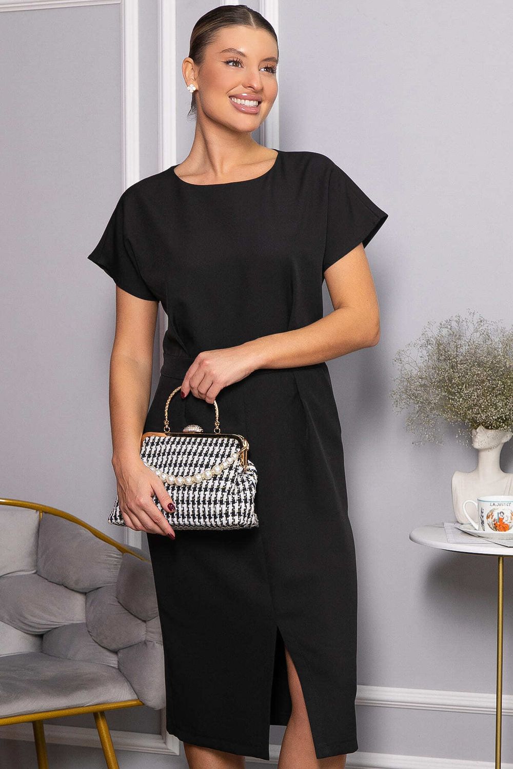 Платье с карманами Утренняя роса (черное) П14371-16М LT Collection