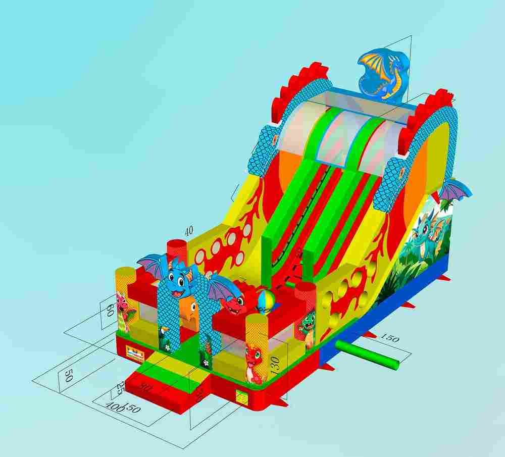 Коммерческий надувной батут «Драконы в тропиках», 8*4*5 м