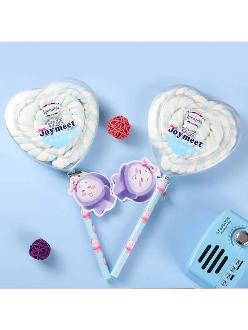 Воздушный зефир на палочке Голубое Сердце 60 г * 10 шт