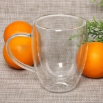 Кружка стеклянная с двойными стенками 350мл «Хай-Тек» высокая