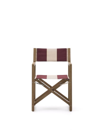 Складной стул для улицы Vilara в бордово-бежевую полоску из акации