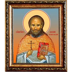 Василий Архангельский, пресвитер, священномученик. Икона на холсте.