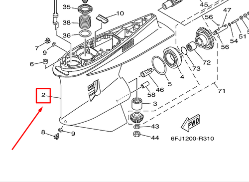 6DX-45301-00-8D CASE, LOWER