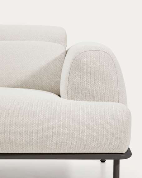 2-местный диван Aurum из шенилла цвета экрю и серого металла 210 см