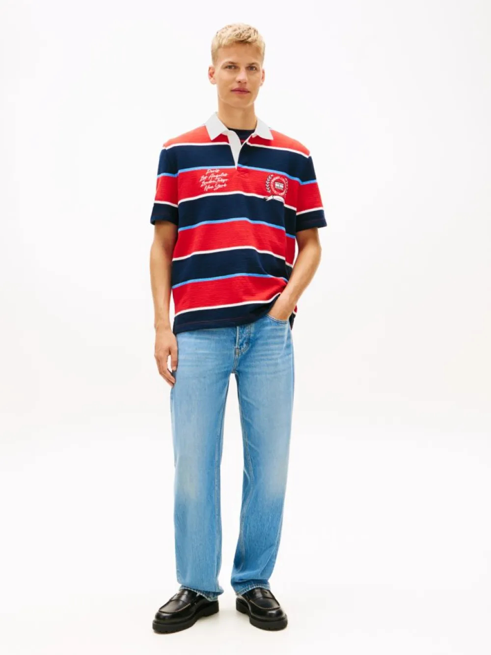 Поло мужское TOMMY JEANS TJM RLX SS STRIPE S