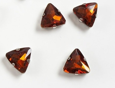 Стразы пришивные стекло в оправе "Треугольник", р. 12 мм, коричневый