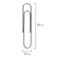 Скрепки большие 50 мм, BRAUBERG, оцинкованные, 50 шт., в картонной коробке, 227589