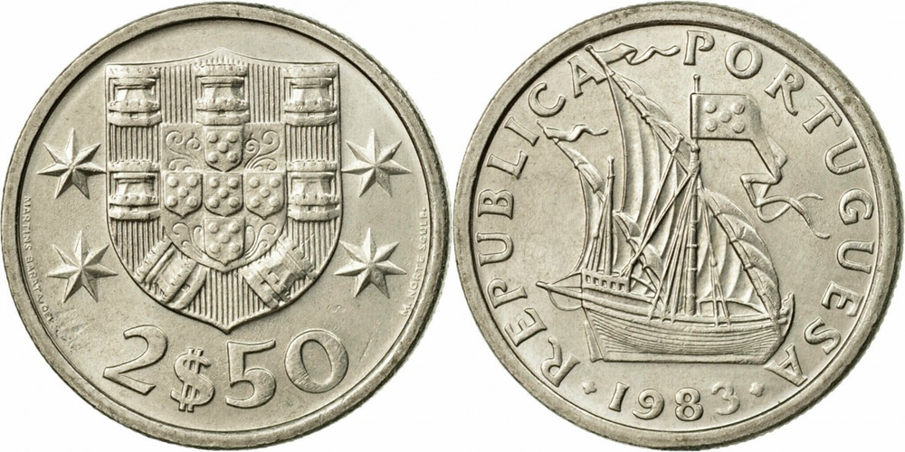 Португалия 2.5 эскудо, 1963-1985 Корабль XF