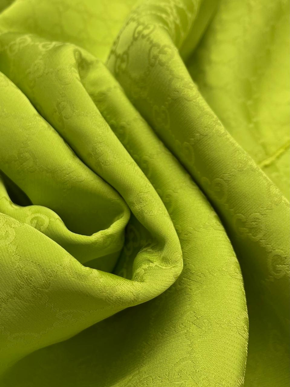 Жаккард вискозный Gucci салатовый с дизайнерским лого