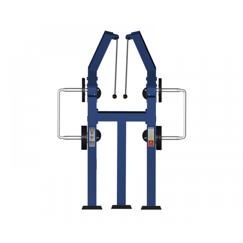 Вертикальная веревочная тяга стоя с изменяемой нагрузкой.
