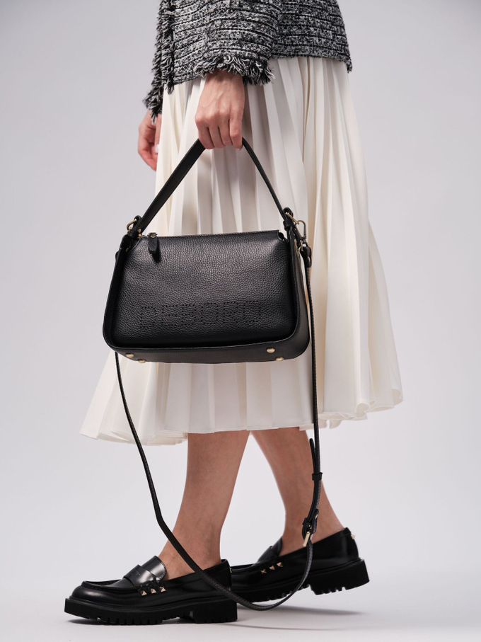 Сумка кожаная на плечо черная