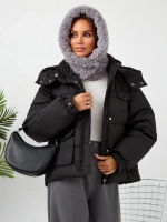 Капор зимний вязаный капюшон на флисе